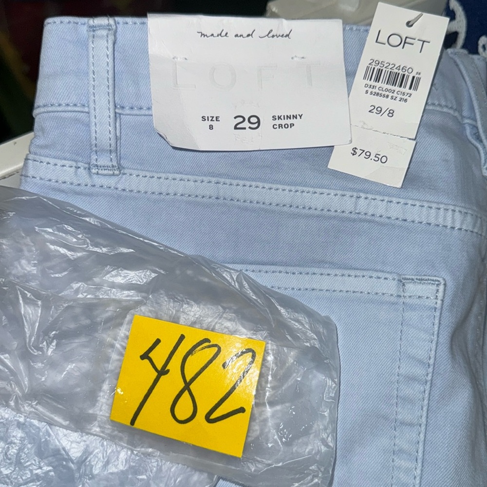 Loft NWT! Light Blue Pockets Skinny Crop Pants  Size 29 - Picture 2 of 16